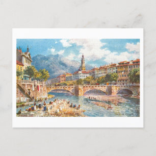 Brücke in Nizza, Frankreich, Vintage Postkarte