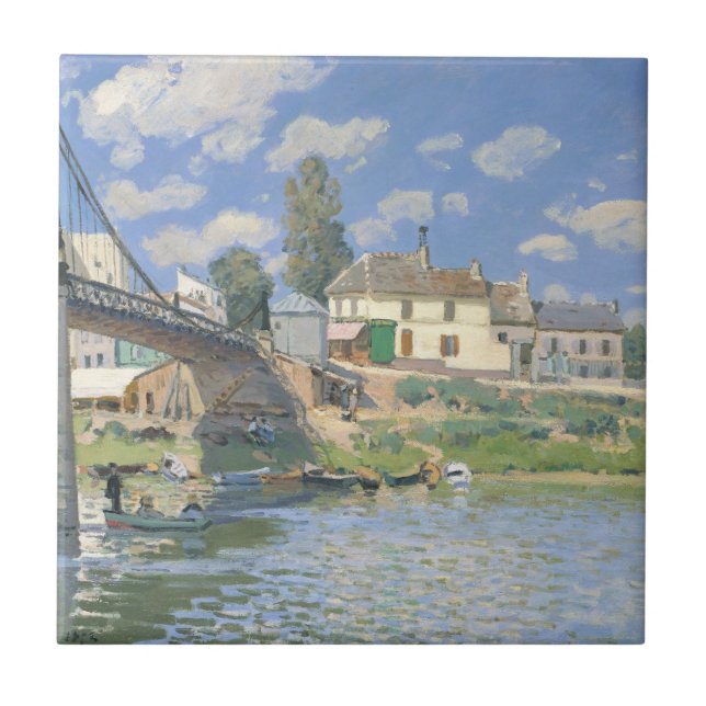 Brücke in Villeneu von Sisley Impressionist Paint Fliese (Vorderseite)