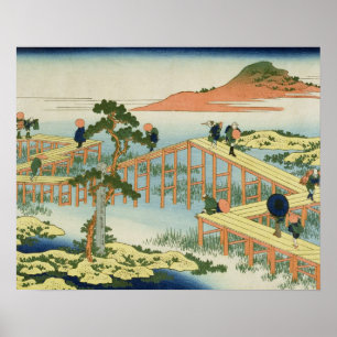 Brücke mit acht Teilen, Provinz von Mucawa, Japan, Poster
