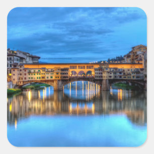 Brücke Ponte vecchio in Florenz, Italien Quadratischer Aufkleber