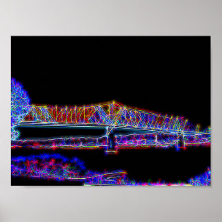 Brücke über den Fluss Ohio in Neon Lights Poster