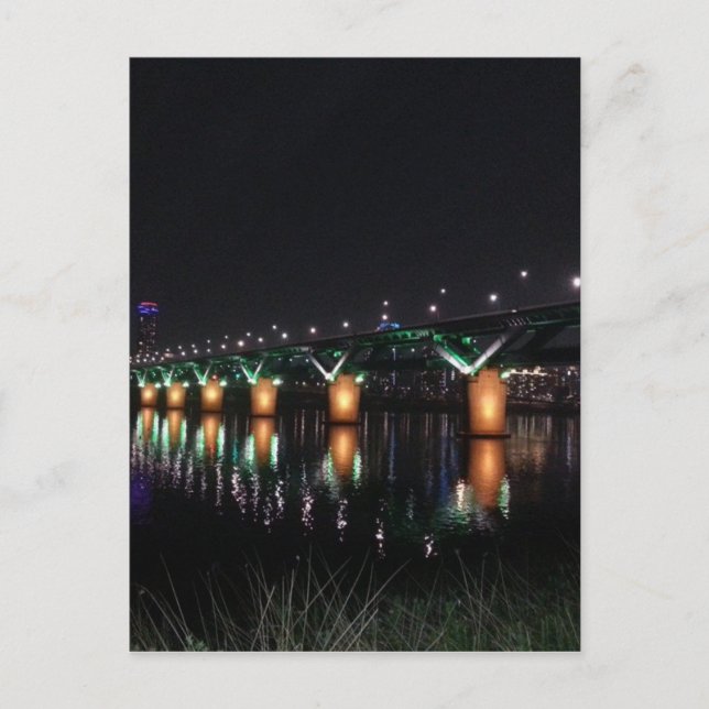 Brücke über den Han River bei Nacht Postkarte (Vorderseite)
