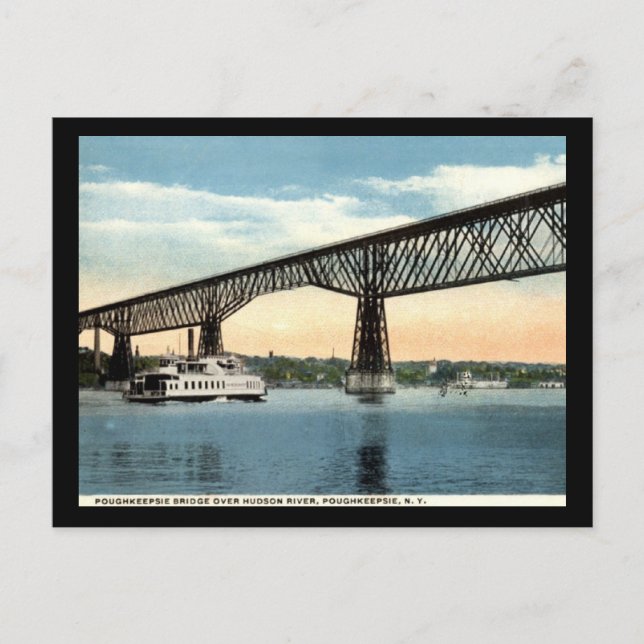 Brücke über den Hudson River, Poughkeepsie Vintag Postkarte (Vorderseite)