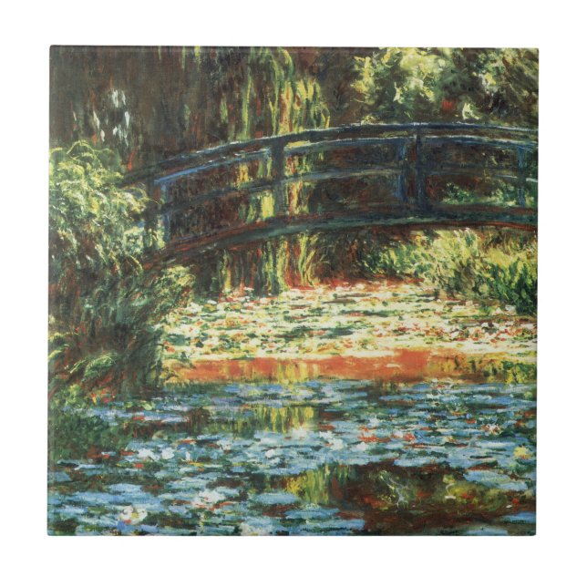 Brücke über den Wasserlilie-Teich von Claude Monet Fliese (Vorderseite)