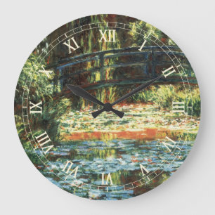 Brücke über den Wasserlilie-Teich von Claude Monet Große Wanduhr