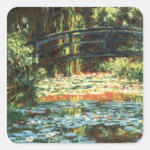 Brücke über den Wasserlilie-Teich von Claude Monet Quadratischer Aufkleber