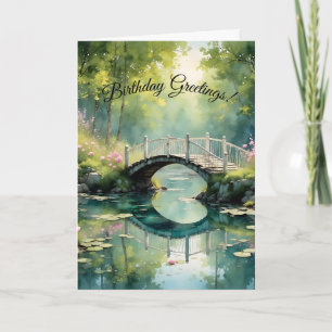 Brücke über die Lily Pond Geburtstagskarte Karte