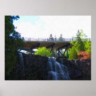 Brücke über Gooseberry Falls-Painting Print Poster