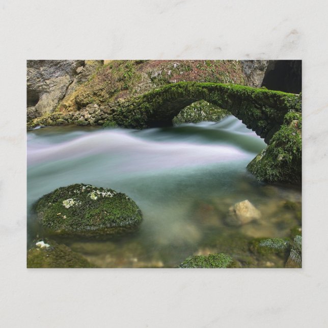 Brücke über unruhiges Wasser Postkarte (Vorderseite)