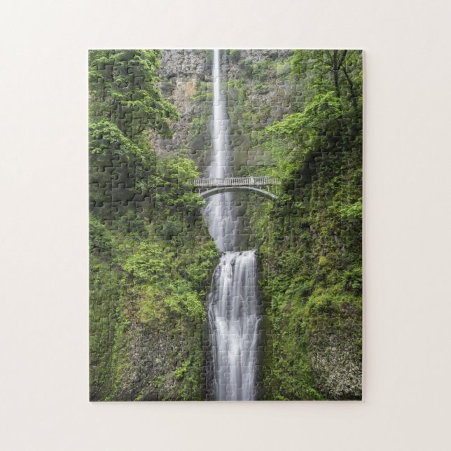 Brücke über Wasserfall-Landschaft Puzzle (Vertikal)