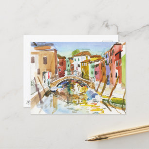 Brücke Venedig Watercolor Kunst Postkarte
