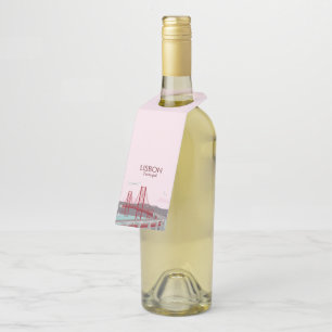 Brücke von Lissabon im Vintagen Stil Flaschenanhänger