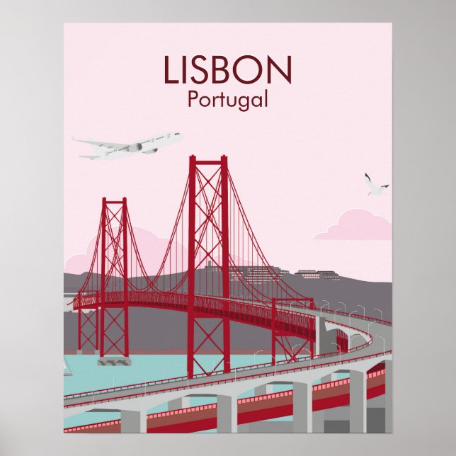 Brücke von Lissabon im Vintagen Stil Poster (Vorne)