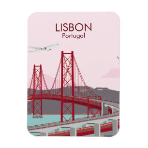 Brücke von Lissabon über den Fluss Tagus im Vintag Magnet