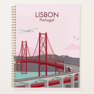Brücke von Lissabon über den Fluss Tagus im Vintag Planer