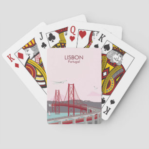 Brücke von Lissabon über den Fluss Tagus im Vintag Spielkarten