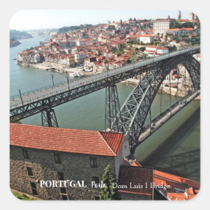Brücke von Porto über den Douro-Fluss, Portugal Quadratischer Aufkleber