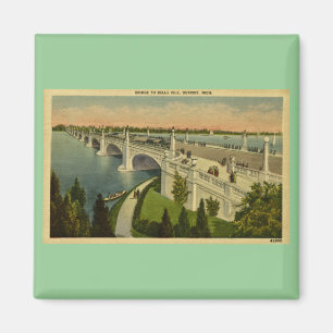 Brücke zur Belle Isle Detroit, Michigan, Vintage Magnet