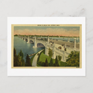 Brücke zur Belle Isle Detroit, Michigan Vintage Postkarte