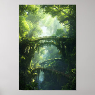 Brücken der smaragdgrünen Canopy - Lush Forest Fan Poster