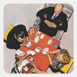 Brücken-Spiel durch Norman Rockwell Quadratischer Aufkleber