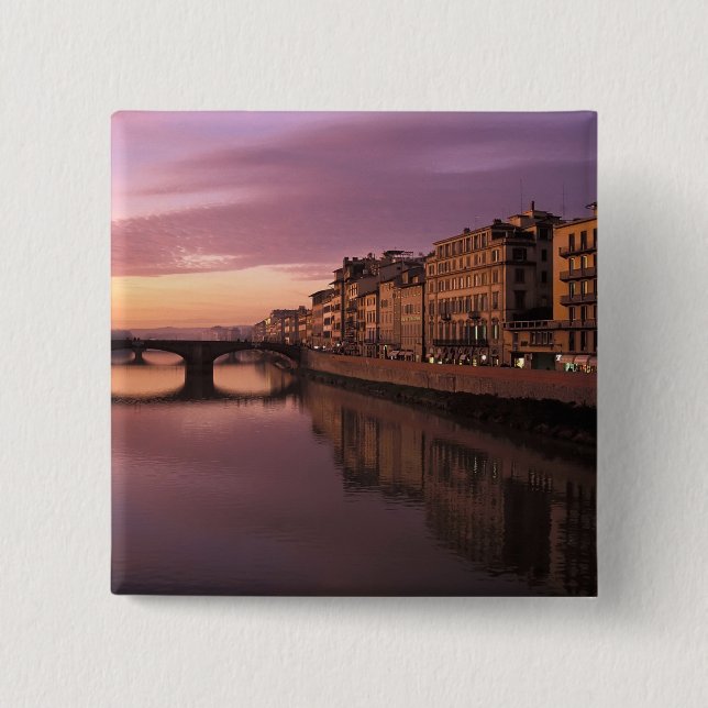Brücken über den Arno bei Sonnenuntergang, Button (Vorderseite)