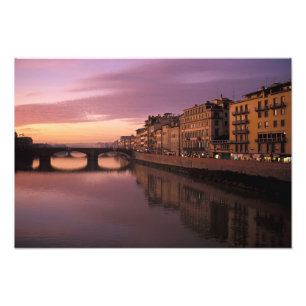 Brücken über den Arno bei Sonnenuntergang, Fotodruck