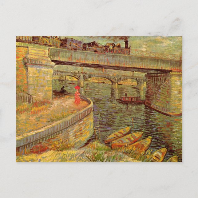Brücken über Seine, Asniers von Vincent van Gogh Postkarte (Vorderseite)