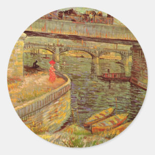 Brücken über Seine, Asniers von Vincent van Gogh Runder Aufkleber