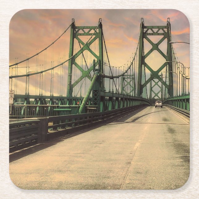 Brücken-Untersetzer Rechteckiger Pappuntersetzer (Vorderseite)