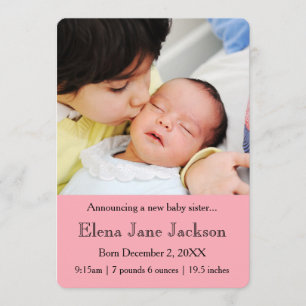 Bruder 3x5, der die Geburts-Rosa der Schwester Ankündigung