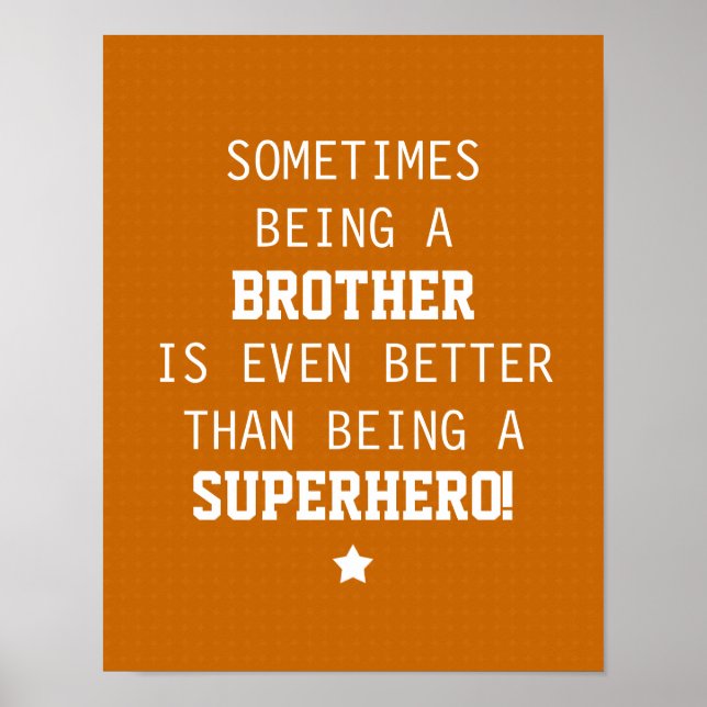 Bruder besser als Superhero - Orange Poster (Vorne)