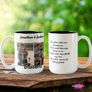 Brüder beste Freunde mit Fotos und Gedicht Zweifarbige Tasse