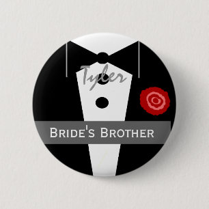 BRUDER der BRAUT individueller Nametux-Hochzeit Button