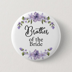 Bruder der Braut lila Blumenhochzeit Button