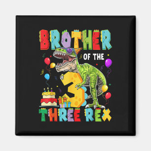 Bruder der drei Rex 3. Geburtstagsjunge Dinosaurie Magnet