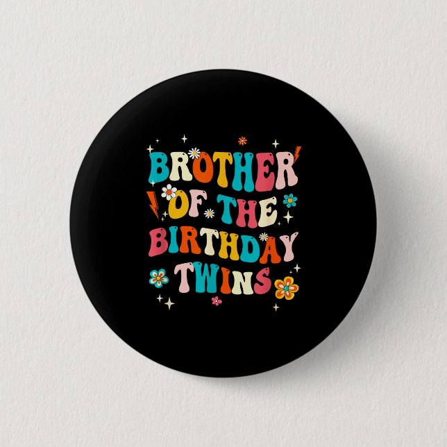 Bruder der Zwillinge zum Geburtstag Jungen Mädchen Button (Vorderseite)