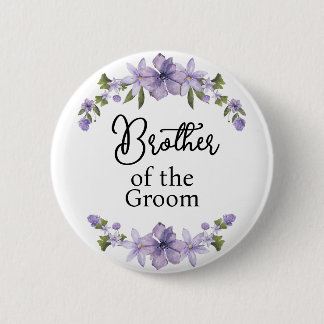 Bruder des Bräutigams lila florale Hochzeit Button