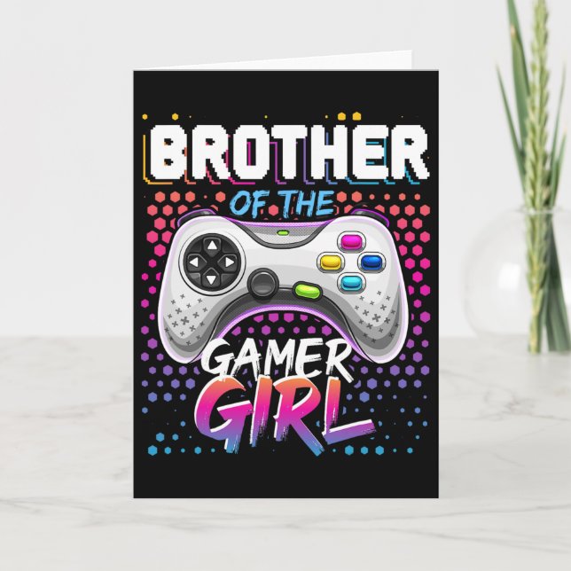 Bruder des Gamer Girl Matching Video Game Birt Karte (Vorderseite)