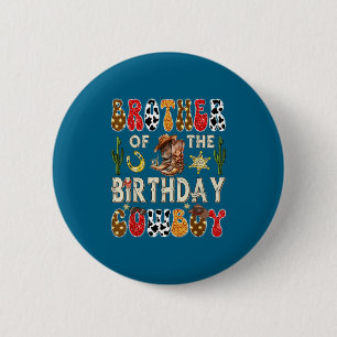 Bruder des Geburtstags Cowboy Western Groovy Rodeo Button