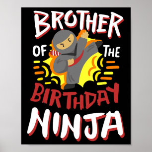 Bruder des Geburtstags Ninja Karate Kinder Bday Pa Poster