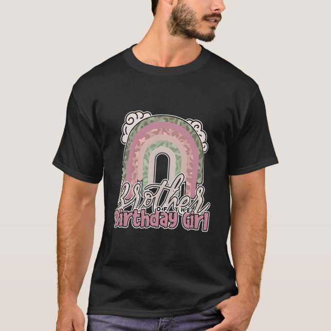 Bruder des Geburtstags-Regenbogen-Leoparden T-Shirt (Vorderseite)