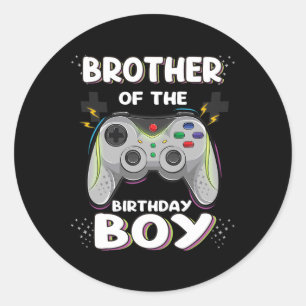 Bruder des Geburtstagsjungen Matching Video Gamer Runder Aufkleber