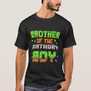 Bruder des Geburtstagsjungen Pixel-Gaming-Videospi T-Shirt