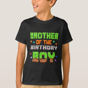 Bruder des Geburtstagsjungen Pixel-Gaming-Videospi T-Shirt