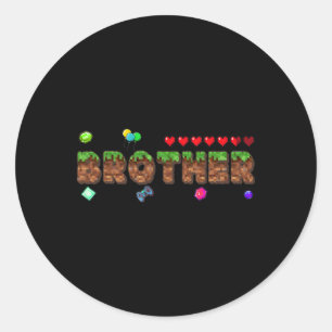 Bruder des Geburtstagsjungen Pixel-Spiel Matching  Runder Aufkleber