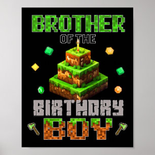 Bruder des Geburtstagsjungen Videospieler Pixel Ge Poster