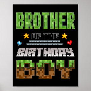Bruder des Geburtstagsjungen Videospieler Pixel Ge Poster