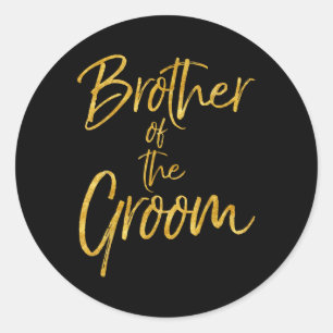Bruder des Groom-Shirts Niedliche Goldpassende Bri Runder Aufkleber
