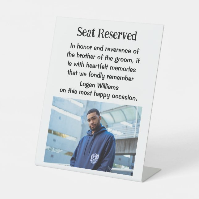 Bruder des Groom Wedding Memorial Plaque Schildes Sockelschild (Vorderseite)